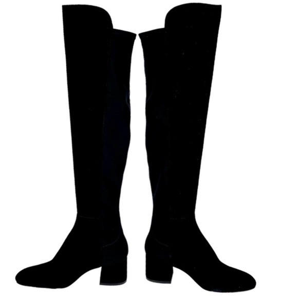 STUART WEITZMAN 5050 YULIANA 60MM BLACK SUEDE LEATHER STRETCH KNEE HIGH BOOTS - Picture 6 of 15